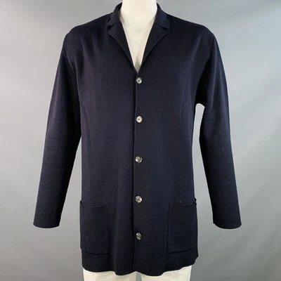 Cardigan De Lana Botonero Azul Marino De Barney's New York Talla L - Imagen 1 de 4