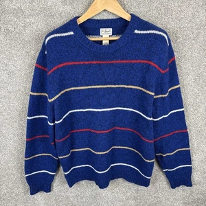 LL Bean Sweater Mens XL 100% Chunky Lambs Wool Striped Heavy Classic - Picture 1 of 5