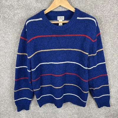 LL Bean Sweater Mens XL 100% Chunky Lambs Wool Striped Heavy Classic - Image 1 of 4