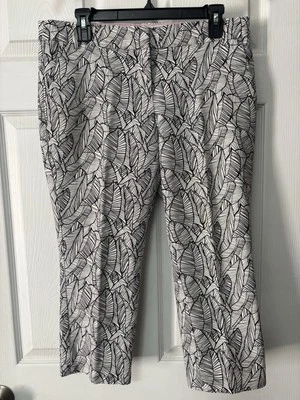 Pantalones Capri Saint Tropez West Mujer Talla 10 Negro/Blanco Hojas Tropicales Informales Foto 1 de 4