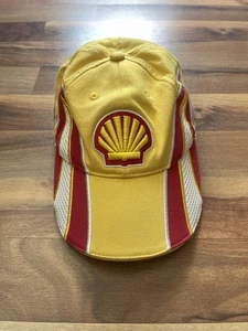 %100 COTTON Nascar Shell Yellow Red Oil Patch Gas Station Strap Back Small Cap - Picture 1 of 6