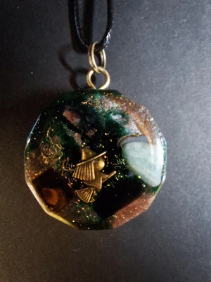 Orgonit Anhänger "Goldene Balance" Orgon Citrin Amethyst Tigerauge Amazonit  - Bild 1 von 4