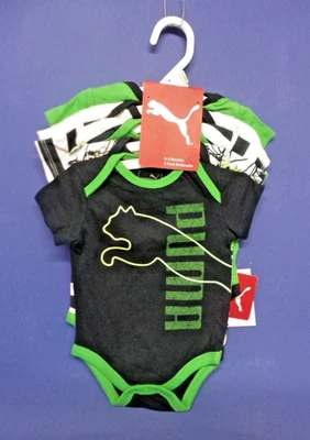 Paquete de 5 bodys para bebés PUMA de 0-3 meses de edad surtidos colores azul/verde nuevos Foto 1 de 4