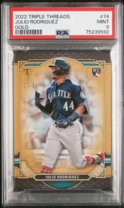 JULIO RODRIGUEZ 2022 TOPPS TRIPLE THREADS GOLD ROOKIE RC CARD #57/99 PSA MINT 9! - Picture 1 of 1