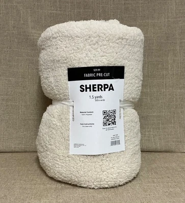 Sherpa Plush Fabric, Ivory, 1.5 yd x 60" w, Polyester, New - Image 1 of 4