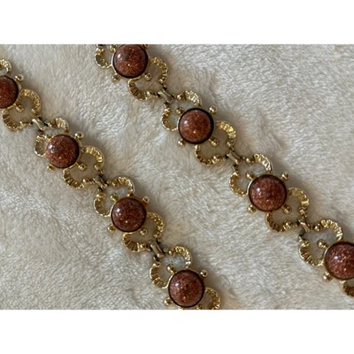 Vintage Tom Dourado Glitter Pedra Floral Link Pulseira e Colar Chocker Conjunto - Imagem 1 de 4