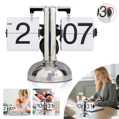 Flip Down Clock Automatic Retro Digital Silent Decor Home Room Office Desktop UK - Image 1 of 4