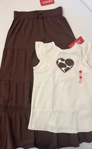 NWT Girls 9 Gymboree SAFARI FASHION Brown Cotton BOHO SKIRT & TOP 2pc Set! RARE - Picture 1 of 4