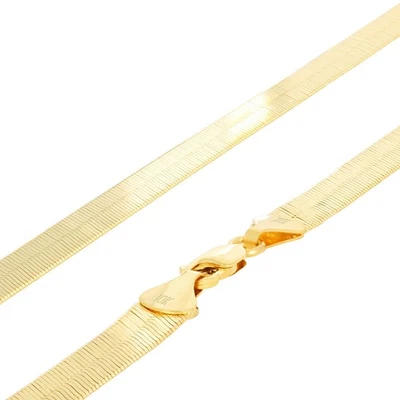 Collar de cadena de espiga plana de oro amarillo de 10 quilates sólido de 3 mm-9 mm para mujer y hombre de 16"- 24" Foto 1 de 4