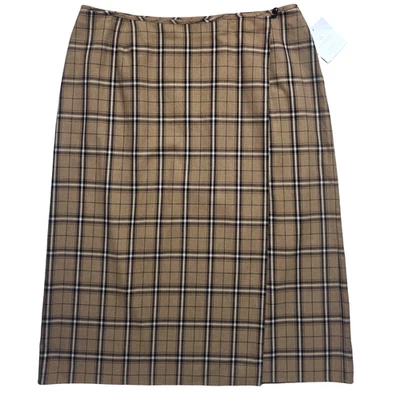 Nueva falda envolvente marrón a cuadros Plus 24 Liz Claiborne Academia Heritage de colección nueva con etiquetas Foto 1 de 4