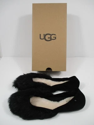NEW UGG Jeanie Fluff Flat Slip On Ballet Shoes Size 9.5 Black - Image 1 of 3