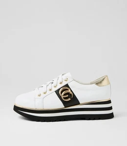 New Django & Juliette Edgey White Black Multi Sneakers Womens Shoes Casual - Picture 1 of 5