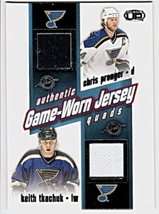 2002-03 PAC. HEADS UP QUAD JERSEYS #23 KEITH TKACHUK & CHRIS PRONGER + 2 Others - Picture 1 of 2