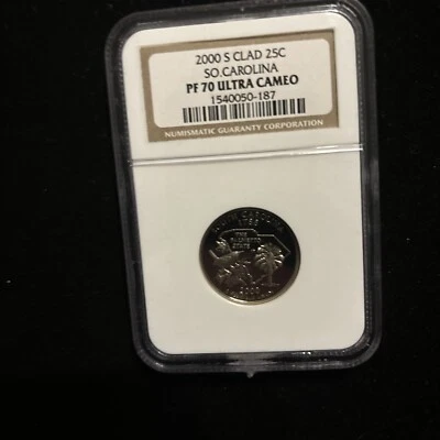 2000 S South Carolina Quarter Ngc Pf70 Ultra Cameo  25c Proof Clad Statehood - Image 1 of 4