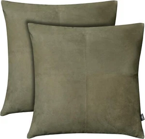 Green Suede Plain High Quality Lambskin Leather Suede Pillow Cover Sofa Cushion - Picture 1 of 9