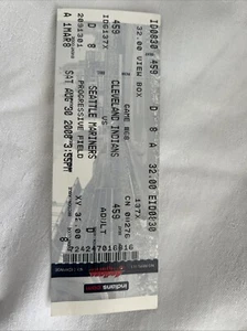 Indians Guardians Seattle Mariners Progressive Field August 30 2008 Ticket Stub - Picture 1 of 2