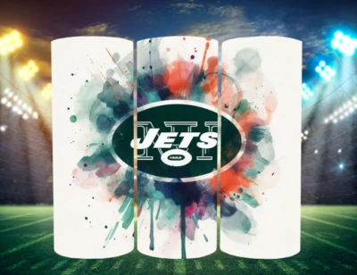 New York Jets Logo Stainless Steel Drink Tumbler  Metal Straw - 20 Oz- Ink Bomb - Image 1 of 3