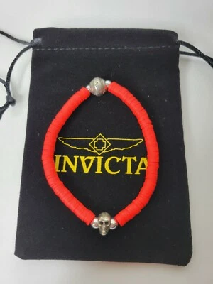 Pulsera Invicta Hombre Goma Cuentas Rojo 35923 Calavera Foto 1 de 3