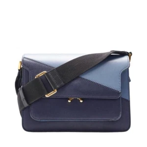 Marni Navy Blue Calfskin Trunk Medium Shoulder Bag - Picture 1 of 14