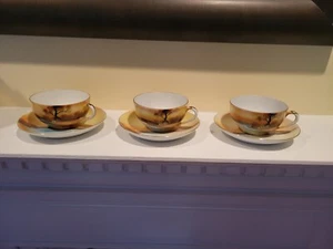 VTG-Noritake Tree in the Meadow Flat Cups & Saucers - 3 Sets No Chips Or Cracks - Picture 1 of 14