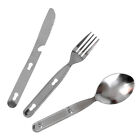 Picnic Tableware Stainless Steel Bbq Utensils Foldable Spoon Camping Fork