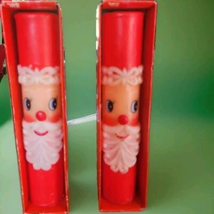 2 candele natalizie vintage metà secolo Sears 8" cera Babbo Natale mai usate senza difetti - Foto 1 di 14