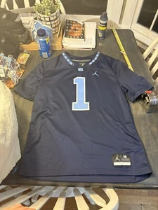 Jordan UNC Football Jersey Mens Size Medium Tar Heels #1 Carolina Blue Dri-FIT - Picture 1 of 8