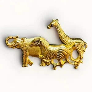 Spilla spilla Safari Stampede tono oro premiere disegni elefante zebra giraffa - Foto 1 di 10
