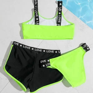 Kids Girls Swimwear Surfing Bathing Suit Loose Swimsuits Water Sport Pool 3Pcs - Picture 1 of 22