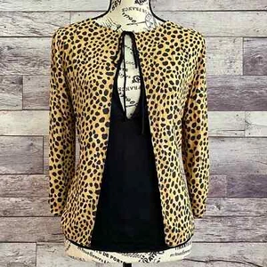 Zara Leopardenmuster Strickjacke/schwarzes Tank Kombi Top - Größe S - Bild 1 von 11