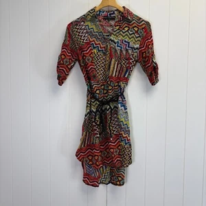 Mlle Gabrielle Belted Shirt Dress Small Whimsical Retro Vibes High Low Summer - Picture 1 of 11