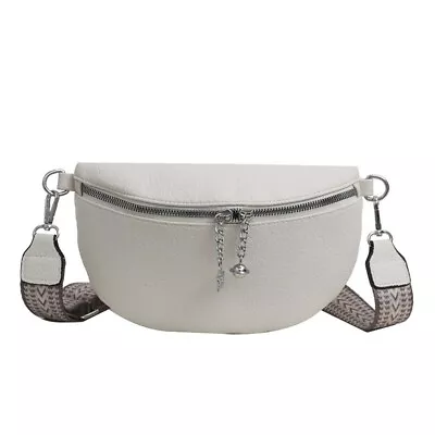 Leather Fanny Pack for Women Waterproof Shoulder Crossbody Sling Bag Women Cream - Image 1 of 4