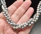 Vintage Multistrand Twisted Faux Glass Pearl Necklace Shades of Gray 22" #221
