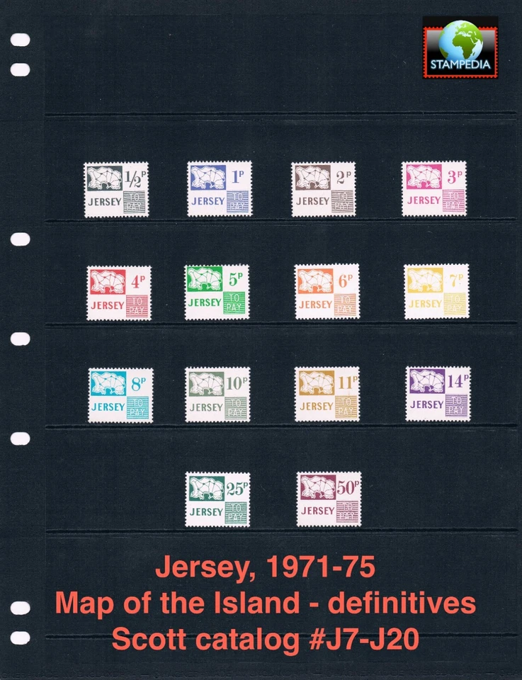 $4.40 Scott Value - 1971-75 JERSEY GB UK Maps definitives CV MNH NH UM - Image 1 of 4