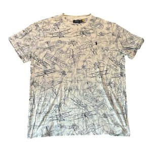 Polo Ralph Lauren Aviazione Aereo AOP T-Shirt Bianca Uomo Tag 2XB Punto Singolo - Foto 1 di 3
