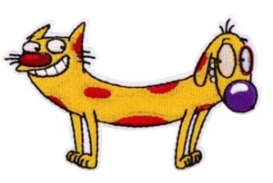 Cat Dog Cartoon Characters 3.95 Inch Wide Iron on Patch - Foto 1 di 1