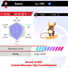 Pokemon Sword/Shield 6IV ULTRA SHINY Raichu-Alola w/ Choice Scarf (Timid Nature)