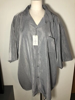 New Linea Uomo Short Sleeve Button Up Shirt Mens Size 4XL Gray Polyester NWT - Image 1 of 3