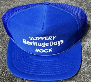 Vintage Blue Slippery Rock Heritage Days Mesh Trucker Hat Cap Men’s Snapback NEW - Bild 1 von 7