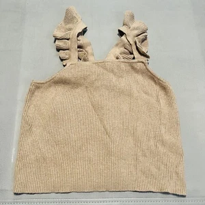 Janie And Jack Youth Kids Girl Beige/Tan Ribbed Ruffle Tank Top Sweater-16M-8706 - Picture 1 of 5