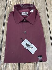 Kenneth Cole Unlisted Men Slim-Fit Burgundy Button Dress Shirt 32-33