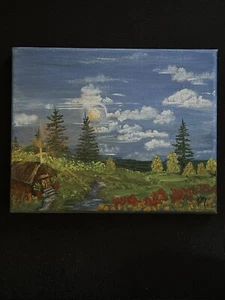 Christliche Kunst Gemälde Das Kreuz Kirche Familie OOAK 8x10 Leinwand Acryl Kunst - Bild 1 von 7