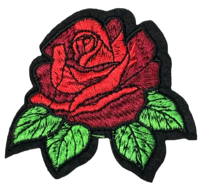 Patch Sew On Iron On Embroidered Clothing Hats Jackets Coat  ROSE FLOWER A136 - Image 1 of 3