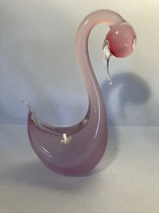 Grande Vintage Murano Italia Arte Vidrio Cisne Rosa * Oball * Vetreria Vartistica - Imagen 1 de 10