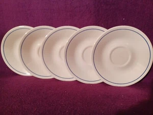Corelle 5er Set Untertassen Blue Line 6,25", gebraucht, sehr guter Zustand - Bild 1 von 3