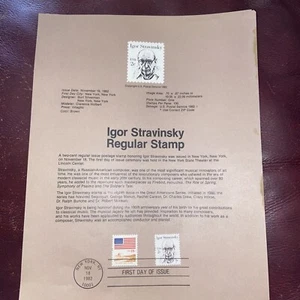 Igor Stravinsky Regular Stamp Souvenir Sheet-USPS Issued 1982 - Picture 1 of 6