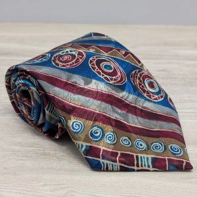Corbata para hombre Wembley multicolor geométrica vintage hecha en EE. UU. 58" Foto 1 de 4