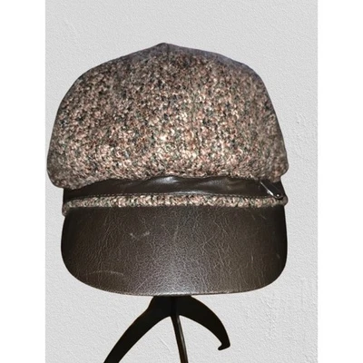 复古风格棕色粗花呢针织 Baker 男孩/报童帽带人造皮革边缘 — 第 1/4 张图片