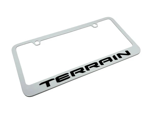 Marco de matrícula de metal zinc blanco GMC Terrain con licencia oficial Foto 1 de 1