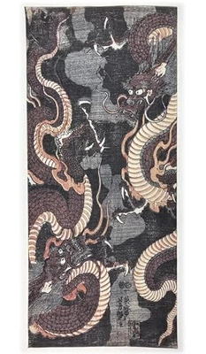 Ukiyo-e Tenugui Japonés Colgante de Pared Utagawa Yoshitsuya Dragón Ascendente Foto 1 de 4
